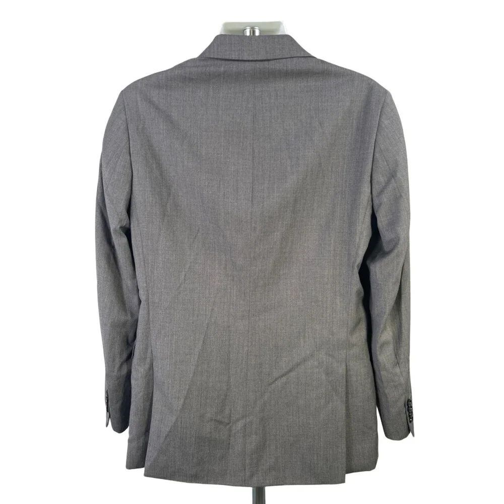 Stafford Men's Gray Long Sleeve Wool Two Button Blazer Jacket - 42 Long